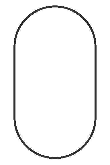 A simple, vertical, capsule-shaped outline with rounded ends and a white interior. The black outline contrasts against the white background, creating a clear and bold shape, much like the professional badge of a trusted vet.
